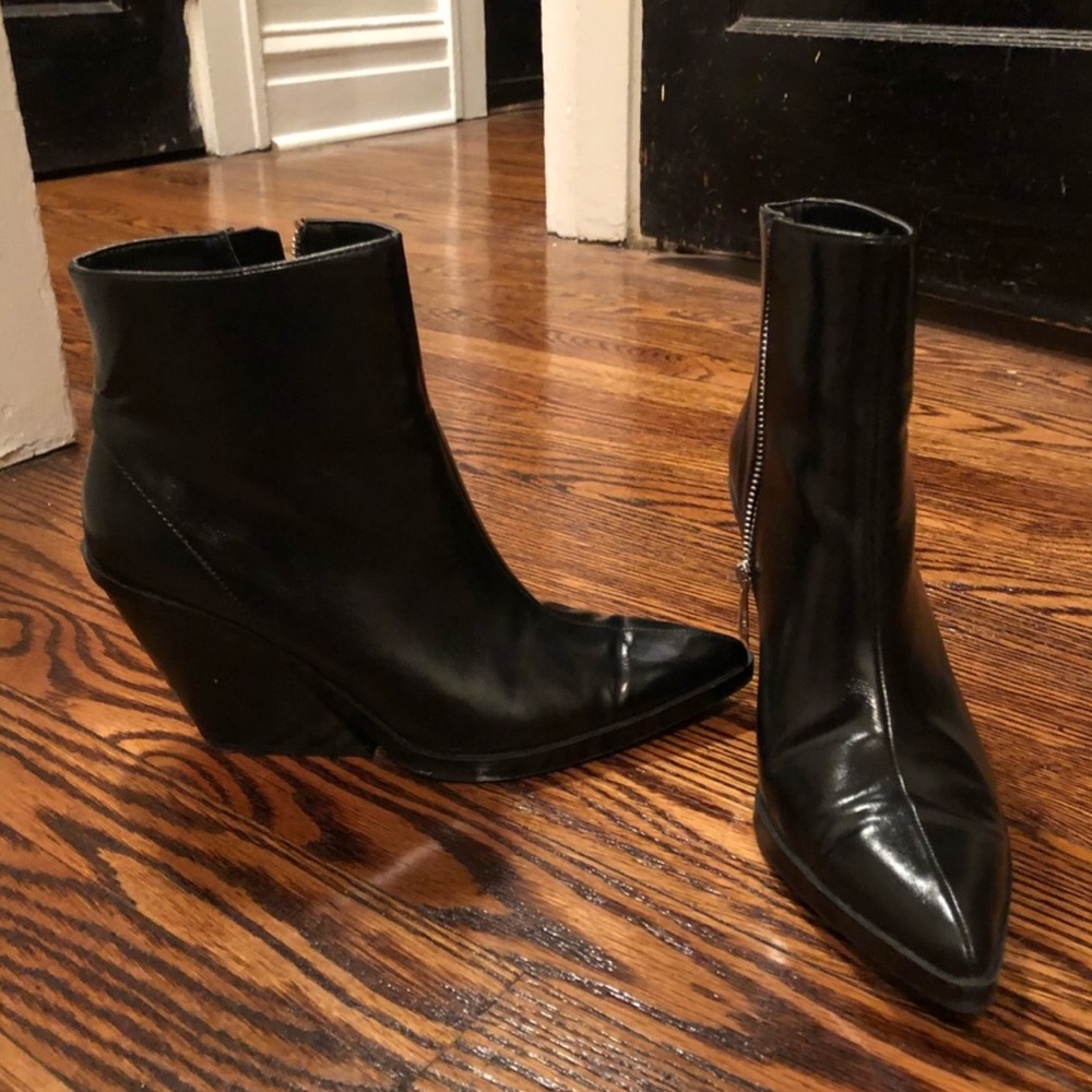 Leather Wedge Ankle Boot